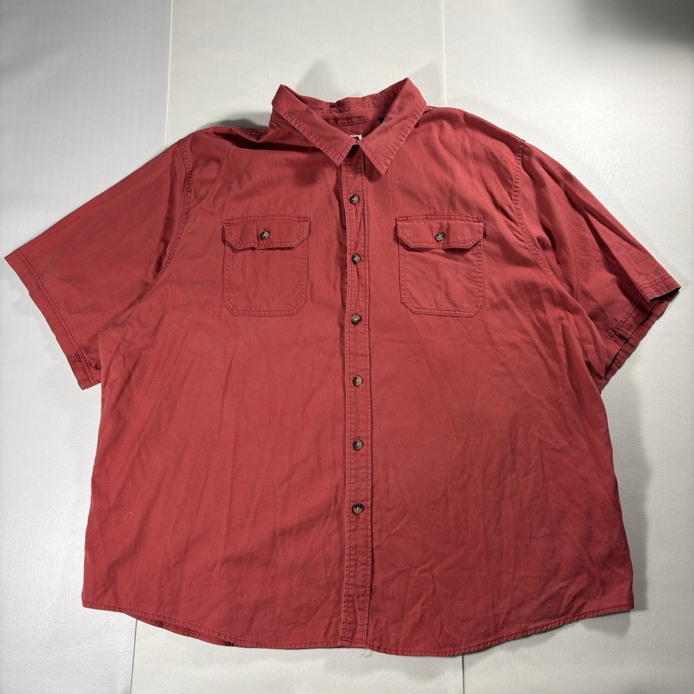 Wrangler Men's 3XL Big Tall Red Short Sleeve Button Front Work Utility Shirt